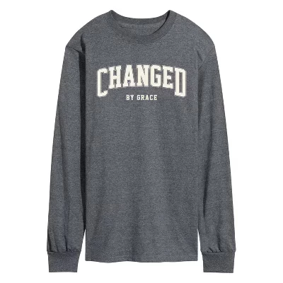 Мужская футболка Changed By Grace Collegiate с длинным рукавом и графическим рисунком heather charcoal