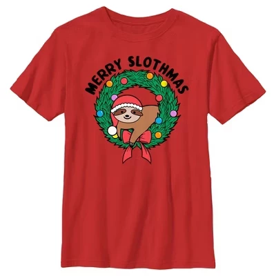 Футболка Boy's Lost Gods Merry Slothmas для мальчиков, красная