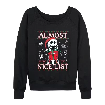 Женская рубашка Jack Nice List из легкого французского махрового полотна с широким вырезом и длинным рукавом, черная с графическим рисунком.