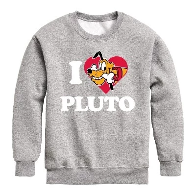 Свитшот для мальчиков Disney I Love Pluto, серый меланж