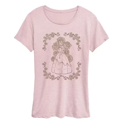 Женская футболка с коротким рукавом и рисунком Belle Roses heather pink