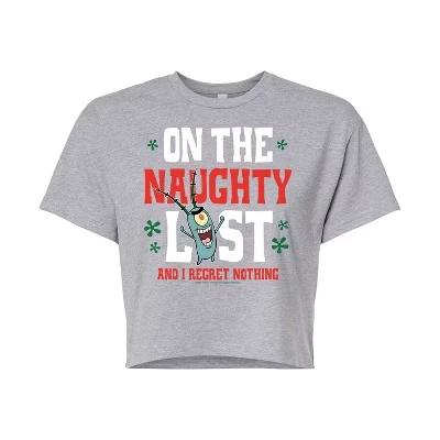 Женская укороченная футболка с графическим рисунком Plankton Naughty List