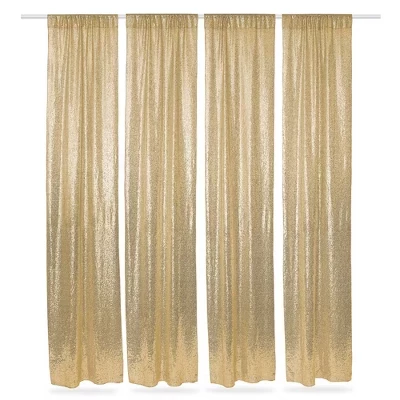 Шторы-фон Lann's Linens, 4 шт., 61×244 см, золотые