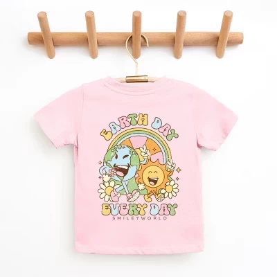 Молодежная футболка с коротким рукавом SmileyWorld Earth Day Every Day розового цвета