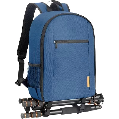 Small DSLR Camera Backpack – Professional Photography Case with 13 Inch Laptop Compartment, Rain Cover & Tripod Holder blue