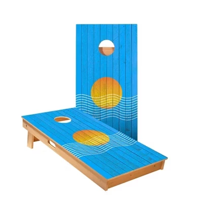 Доски Sunset Waves Cornhole Boards | Включает в себя (2) доски, дополнительные сумки и аксессуары, а также чехол для переноски