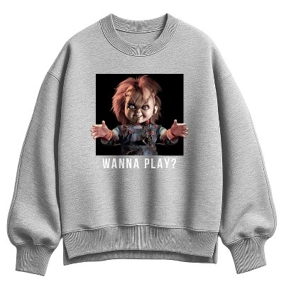 Женский свитшот Chucky Wanna Play оверсайз, серый