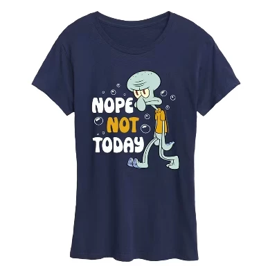 Женская футболка с коротким рукавом и рисунком Squidward Nope Not Today