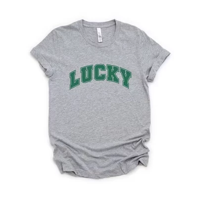 Женская футболка Lucky Varsity с коротким рукавом и графическим рисунком серого цвета