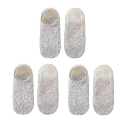 Мужские зимние носки No Show из 3-х упаковок с нескользящими вставками Soft Thermal Cozy Fit серого цвета