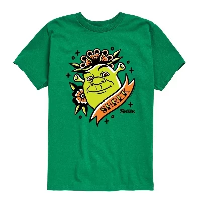 Футболка для мальчиков Shrek Tattoo Portrait, зеленая