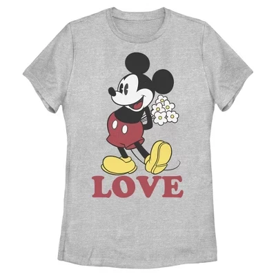 Женская футболка Mickey & Friends Love Hidden Flowers, спортивная футболка heather