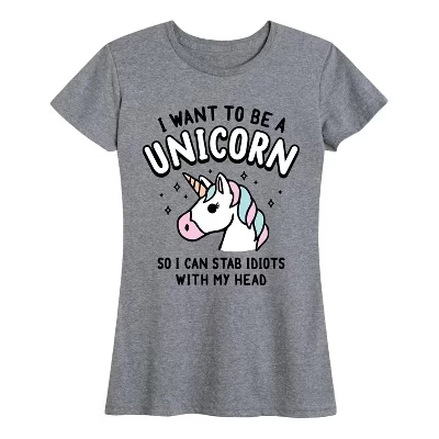 Женская футболка Instant Message «I Want To Be A Unicorn», серая
