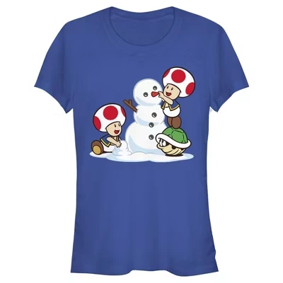 Женская футболка Nintendo Toad Snowman, синяя