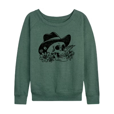 Женский лонгслив Instant Message «Cowboy Skull», зелёный