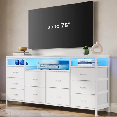 Комод-тумба под ТВ Garvee 161 см, 10 ящиков, белый