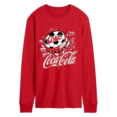 Мужская футболка Coca-Cola Soccer с длинным рукавом и рисунком, красная