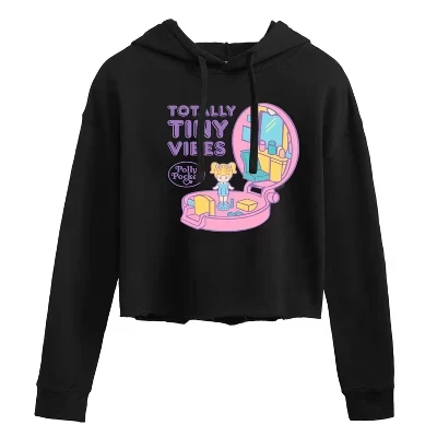 Женская укороченная толстовка с графическим принтом Totally Tiny Vibes черного цвета
