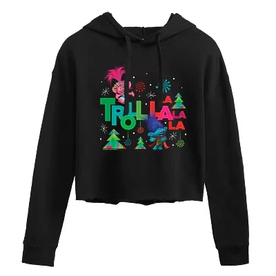 Женское укороченное худи Trolls Бранч и Поппи, черное