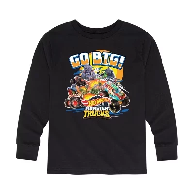 Футболка Monster Trucks Go Big с длинным рукавом и графическим рисунком черного цвета