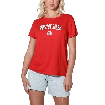 Women's WinstonSalem State University One Color Arched Loose T-Shirt red