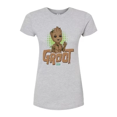Женская футболка Marvel Baby Groot облегающая, серая