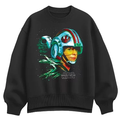 Женская толстовка Luke Ship Portrait Oversize из флиса с изображением экипажа, черная