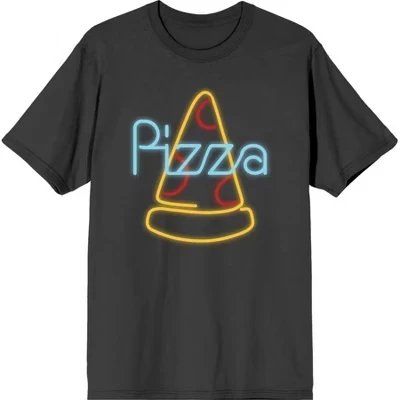 My Pizza Day Неоновая пицца Пепперони с круглым вырезом и коротким рукавом для взрослых, футболка цвета древесного угля