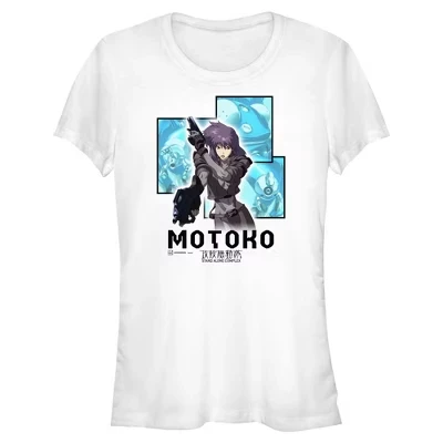Юниорская женская отдельно стоящая сложная футболка Motoko Robot Collage белого цвета