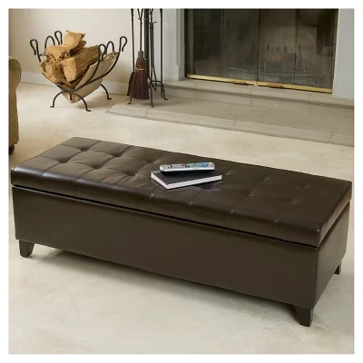 Mission Storage Ottoman - brown