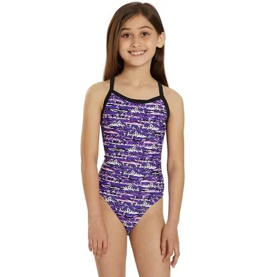 Детский слитный купальник Sporti Shark, фиолетовый, 22–28