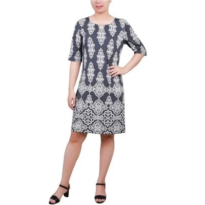 Женское платье NY Collection с вырезом-капелькой, синее