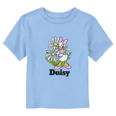 Детская футболка Mickey & Friends Distressed с ромашками и цветами светло-голубого цвета