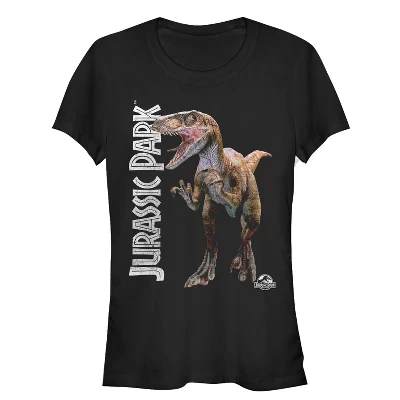 Женская футболка Jurassic Park «Велоцираптор», черная