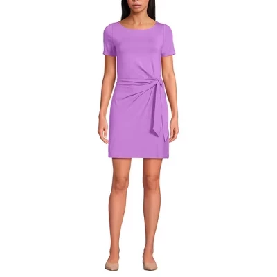 Женское мини-платье с запахом из хлопка и модала с коротким рукавом soft orchid