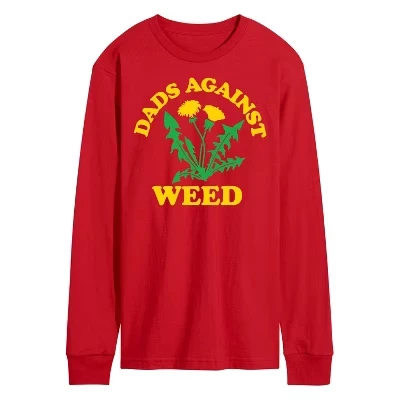 Мужская футболка с длинным рукавом Dads Against Weed с рисунком, красная