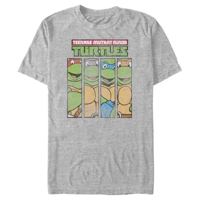 Мужская футболка TMNT «Панели с героями», серый меланж