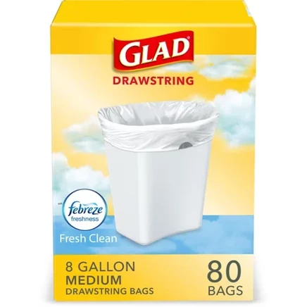 Мешки для мусора среднего размера с завязками - Fresh Clean - 8 г/80 карат: Для борьбы с запахом, Затягивающийся шнурок, для домашнего использования