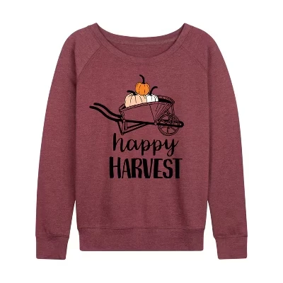 Женская легкая махровая рубашка Happy Harvest с широким вырезом и длинным рукавом с графическим принтом 