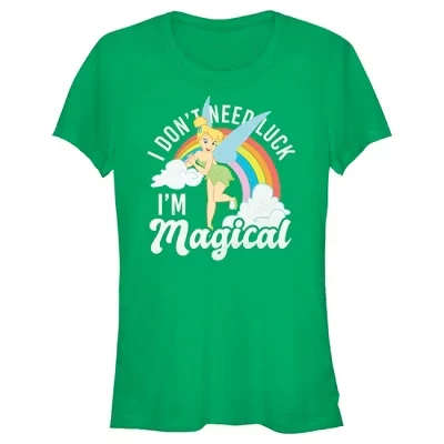 Juniors Womens  St. Patrick's Day Tinkerbell I Don't Need Luck I'm Magical T-Shirt green