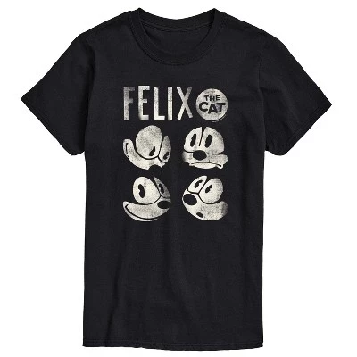 Мужская застиранная футболка с коротким рукавом и рисунком Felix Faces в тон - черная