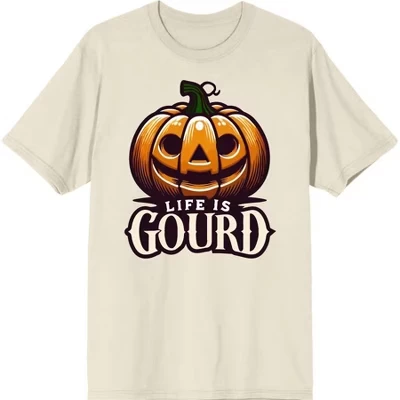 Футболка с круглым вырезом и коротким рукавом Halloween Life is Gourd для взрослых из тыквы натуральная