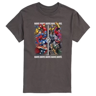 Men's -  - Super Heroes Vs Villains Short Sleeve Graphic T-Shirt charcoal