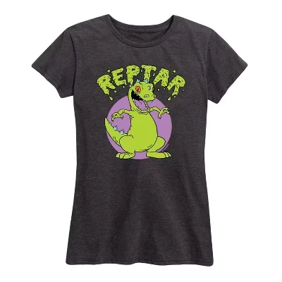 Женская футболка с коротким рукавом и рисунком Reptar Slime heather charcoal