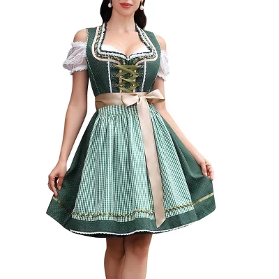Женское платье Dirndl – немецкий фестивальный костюм из 3 предметов с квадратным вырезом на молнии и цветочной вышивкой