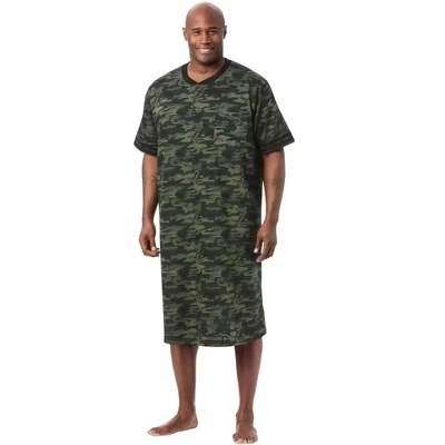 Short-Sleeve Jersey Henley Nightshirt