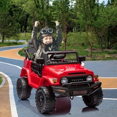 Электромобиль на 12 В, Лицензированный детский грузовик Toyota, Игрушечный электромобиль с дистанционным управлением от родителей, 3 скорости, музыка в формате MP3, красная светодиодная подсветка