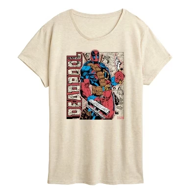 Women's -  - Deadpool Comic Book Panel Short Sleeve Graphic T-Shirt birch