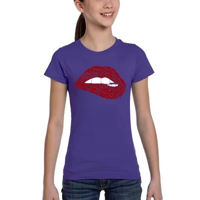 Футболка Brooklyn Lips - Girl's Word Art фиолетового цвета
