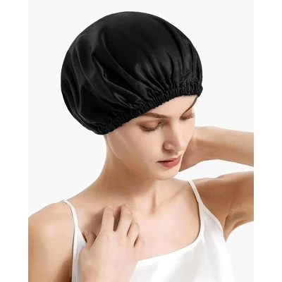 Шапочка для сна MOMMESILK 22 momme регулируемая, черная